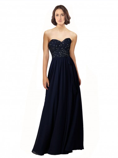 Sleeveless Dark Navy Sheath Sweetheart Bridesmaid Dress / Formal Dress Maidstone
