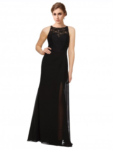 Sleeveless Black Sheath High Neck Bridesmaid Dress Maidstone