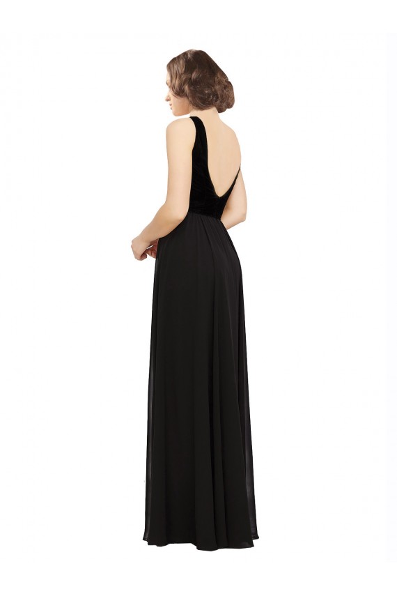 Sleeveless Black Open Back A-Line V-Neck Prom Dress / Bridesmaid Dress Maidstone