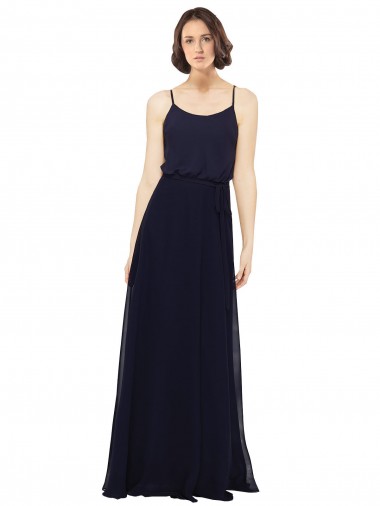 Sleeveless Dark Navy Sheath Scoop Neck Bridal Party Dress Maidstone