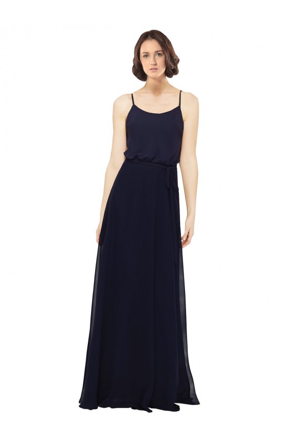 Sleeveless Dark Navy Sheath Scoop Neck Bridal Party Dress Maidstone