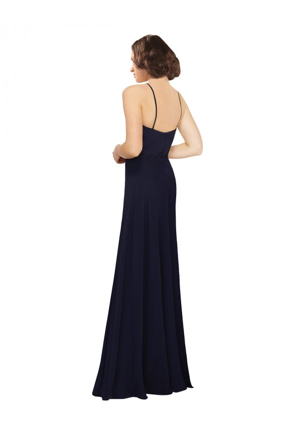 Sleeveless Dark Navy Sheath Scoop Neck Bridal Party Dress Maidstone