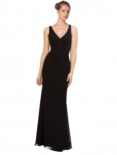 Sleeveless Black Sheath V-Neck Bridesmaid Gown Maidstone