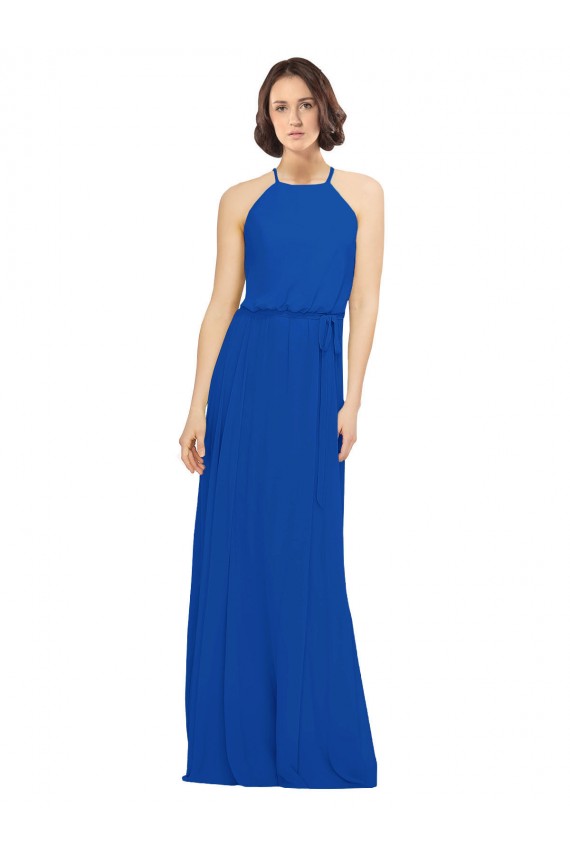 Sleeveless Royal Blue A-Line Jewel Neck Bridal Party Dress Maidstone