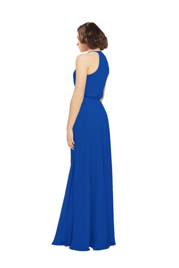 Sleeveless Royal Blue A-Line Jewel Neck Bridal Party Dress Maidstone