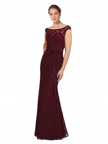 Cap Sleeves Burgundy Gold Sheath Bateau Neck Bridesmaid Dress Maidstone