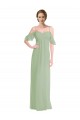 Sleeveless Smoke Green Low Back A-Line Off the Shoulder Formal Dress / Bridesmaid Dress Maidstone