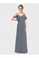 Flutter Sleeves Slate Grey V-Back A-Line Off the Shoulder Bridesmaid Dress Maidstone