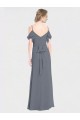 Flutter Sleeves Slate Grey V-Back A-Line Off the Shoulder Bridesmaid Dress Maidstone