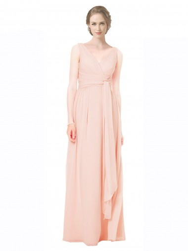 Sleeveless V-Back A-Line V-Neck Wedding Party Dress Maidstone