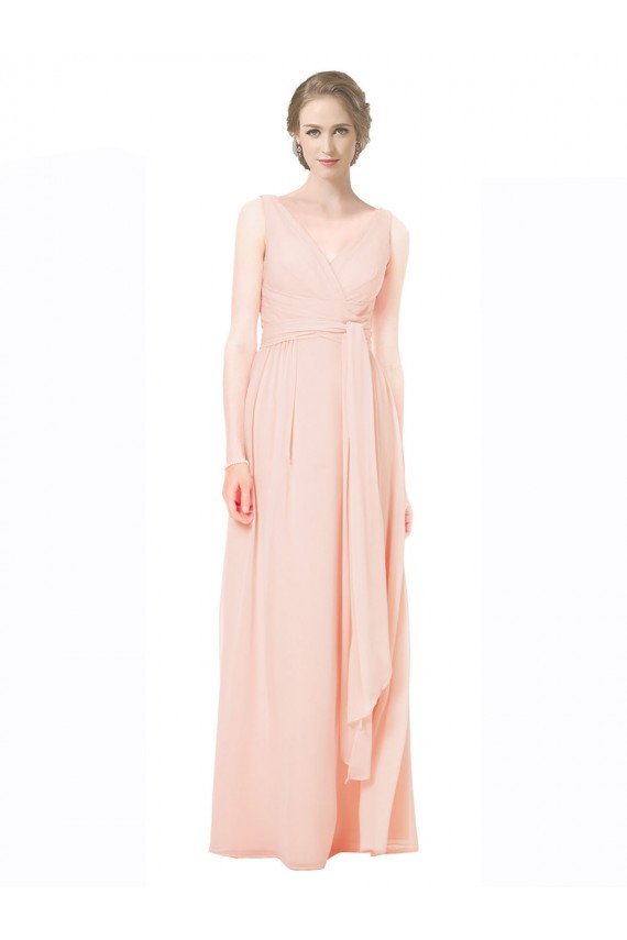 Sleeveless V-Back A-Line V-Neck Wedding Party Dress Maidstone