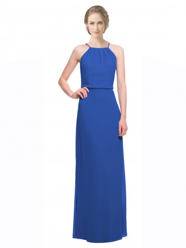 Sleeveless Blue Low Back A-Line Spaghetti Straps Bridesmaid Dress Maidstone