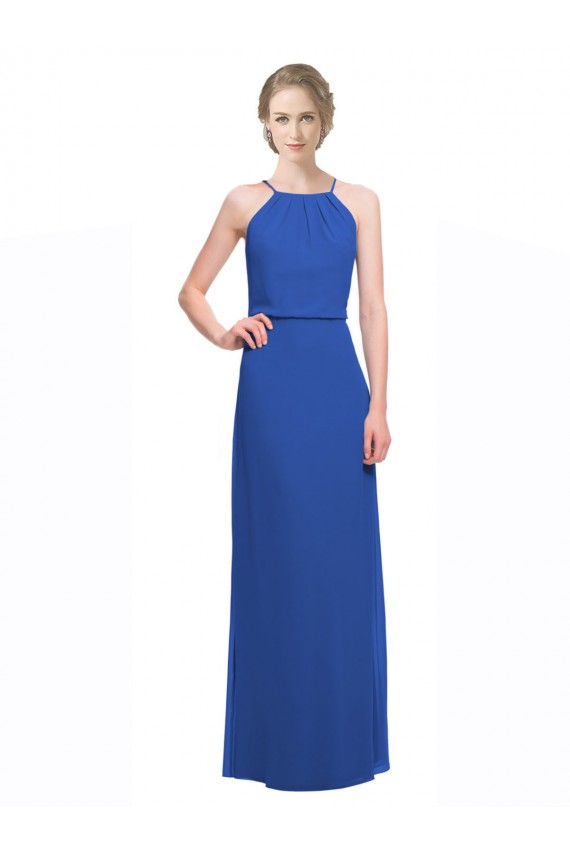 Sleeveless Blue Low Back A-Line Spaghetti Straps Bridesmaid Dress Maidstone