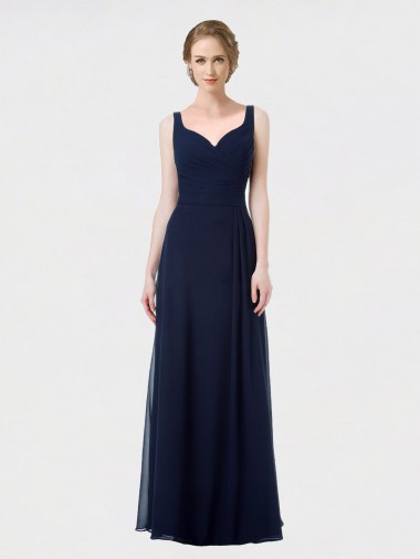 Sleeveless Dark Navy Low Back A-Line Sweetheart Bridesmaid Dress Maidstone