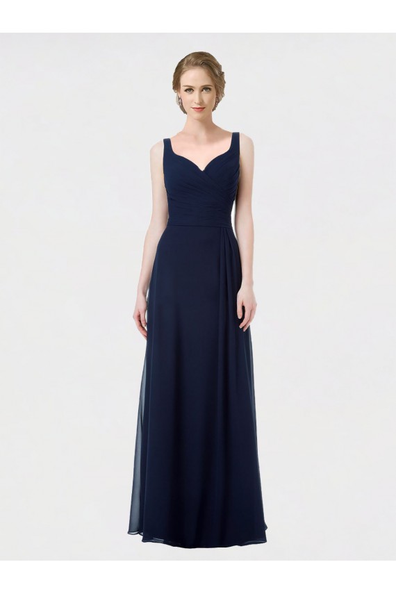 Sleeveless Dark Navy Low Back A-Line Sweetheart Bridesmaid Dress Maidstone
