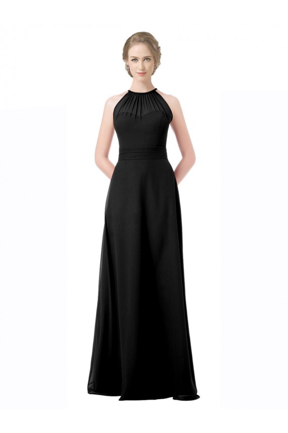 Sleeveless Black A-Line Halter Neck Formal Dress / Bridesmaid Dress Maidstone