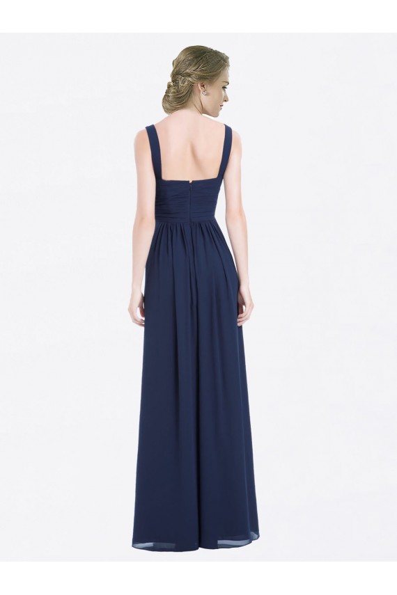 Sleeveless Dark Navy Low Back A-Line V-Neck Evening Gowns / Bridesmaid Dress Maidstone