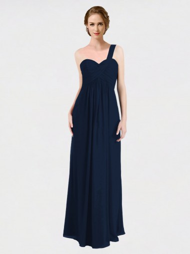 Sleeveless Dark Navy Low Back A-Line One Shoulder Bridesmaid Dress / Formal Dress Maidstone