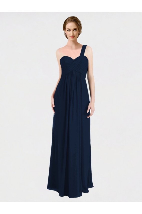 Sleeveless Dark Navy Low Back A-Line One Shoulder Bridesmaid Dress / Formal Dress Maidstone