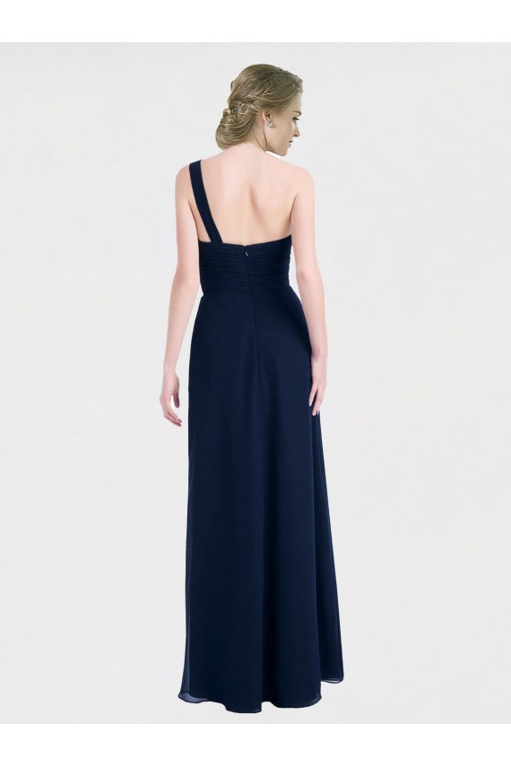 Sleeveless Dark Navy Low Back A-Line One Shoulder Bridesmaid Dress / Formal Dress Maidstone