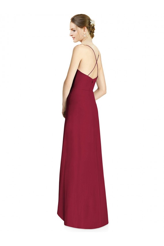 Sleeveless Burgundy Open Back A-Line Spaghetti Straps High Low Bridesmaid Dress Maidstone