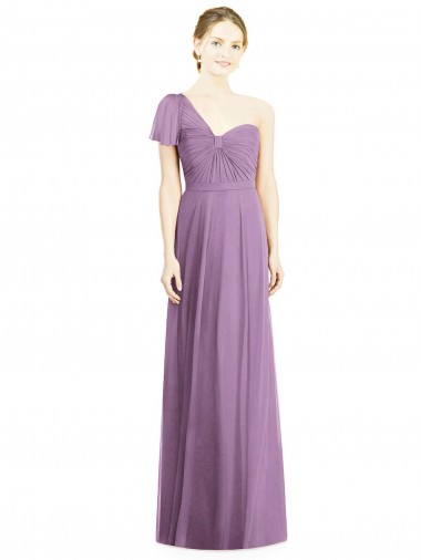 Flutter Sleeves Dark Lavender Open Back A-Line One Shoulder Formal Dress / Bridesmaid Dress Maidstone
