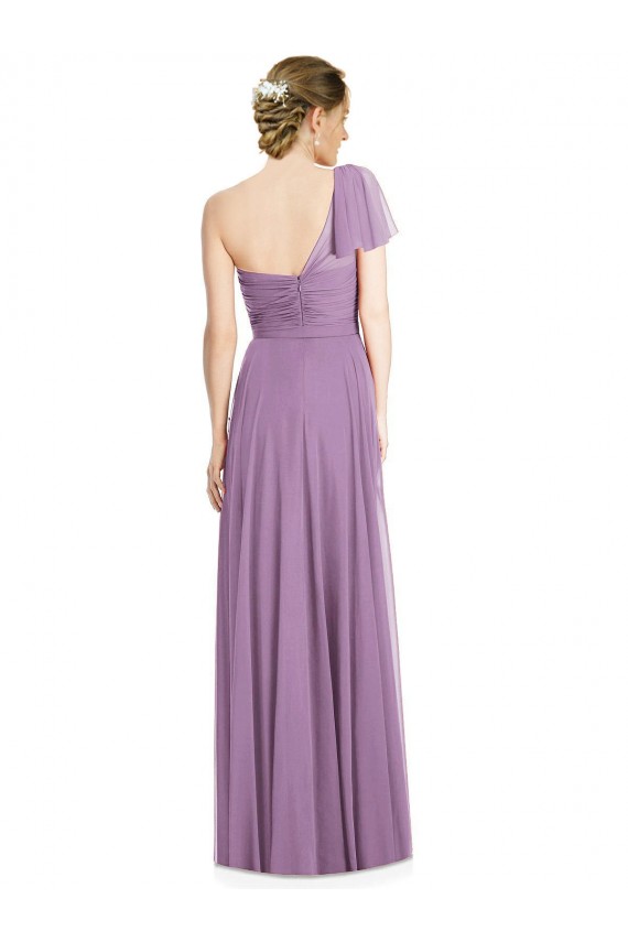Flutter Sleeves Dark Lavender Open Back A-Line One Shoulder Formal Dress / Bridesmaid Dress Maidstone