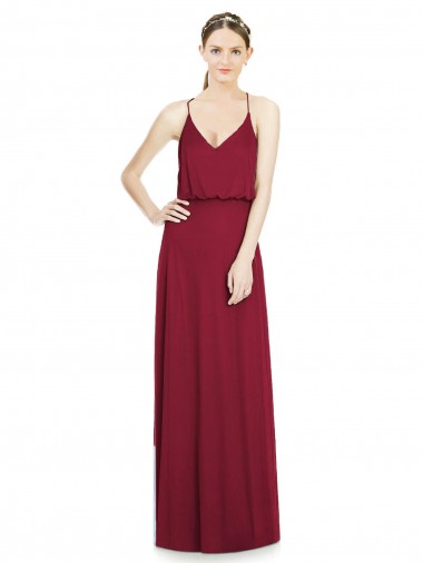 Sleeveless Burgundy A-Line V-Neck Evening Gowns / Bridesmaid Dress Maidstone