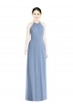 Sleeveless Dusty Blue Low Back A-Line Halter Neck Bridesmaid Dress Maidstone