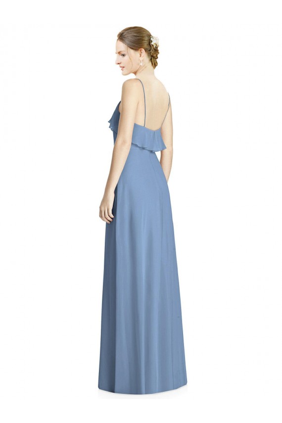 Sleeveless Dusty Blue Open Back A-Line Spaghetti Straps Bridesmaid Dresses Maidstone