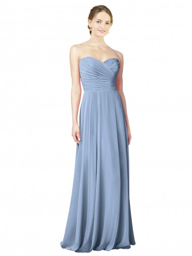 Sleeveless Dusty Blue Low Back A-Line Sweetheart Wedding Party Dress Maidstone