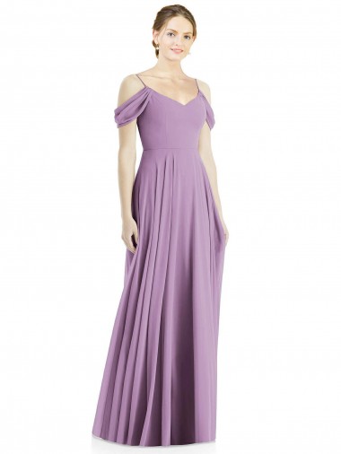 Sleeveless Dark Lavender Open Back A-Line Off the Shoulder Semi Formal Evening Dress / Bridesmaid Dress Maidstone