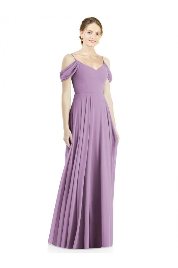 Sleeveless Dark Lavender Open Back A-Line Off the Shoulder Semi Formal Evening Dress / Bridesmaid Dress Maidstone
