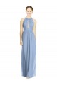 Sleeveless Dusty Blue A-Line Halter Neck Wedding Party Dress Maidstone