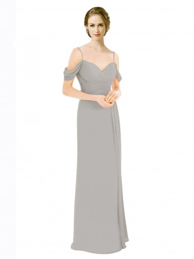 Cold Shoulder Silver Open Back A-Line Off the Shoulder Bridesmaid Dress Maidstone
