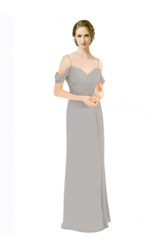 Cold Shoulder Silver Open Back A-Line Off the Shoulder Bridesmaid Dress Maidstone