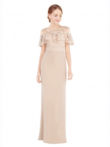Sleeveless Champagne A-Line Off the Shoulder Prom Dress / Bridesmaid Dress Maidstone