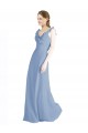Sleeveless Dusty Blue Open Back A-Line V-Neck Bridesmaid Dress Maidstone