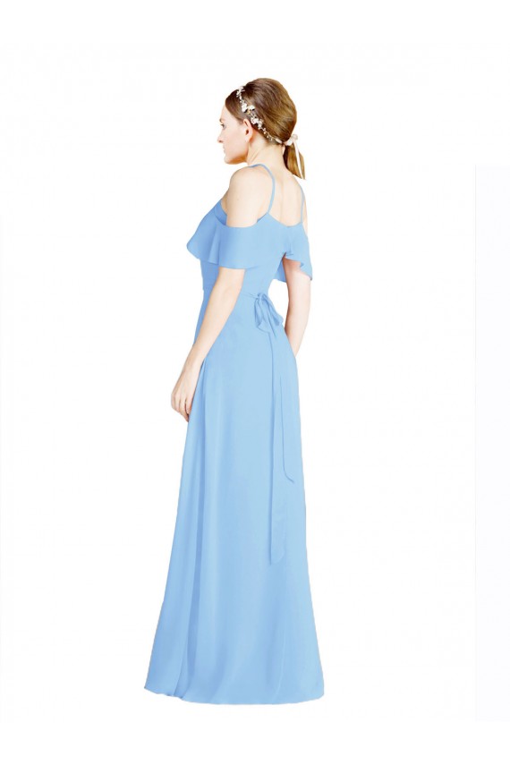 Cold Shoulder Periwinkle Low Back A-Line Halter Neck Formal Dress / Bridesmaid Dress Maidstone