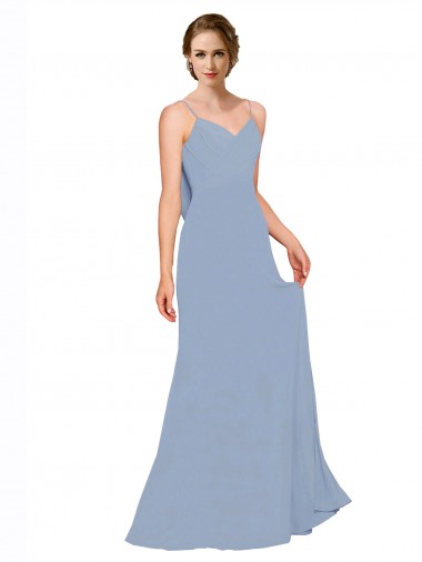 Sleeveless Dusty Blue A-Line Spaghetti Straps Bridesmaid Dress / Evening Dress Maidstone