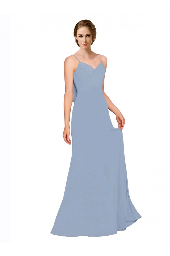 Sleeveless Dusty Blue A-Line Spaghetti Straps Bridesmaid Dress / Evening Dress Maidstone