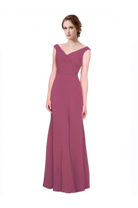 Sleeveless Mauve Taupe A-Line V-Neck Bridesmaid Dress Maidstone
