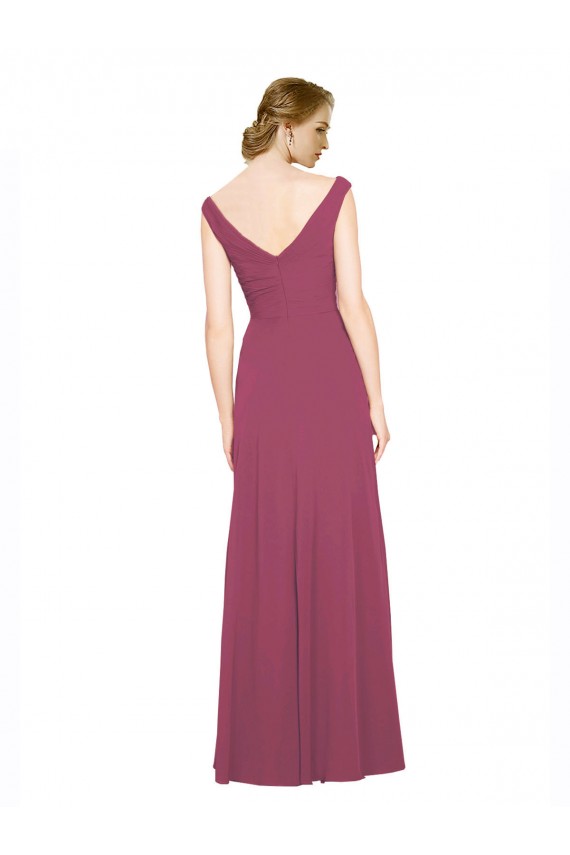 Sleeveless Mauve Taupe A-Line V-Neck Bridesmaid Dress Maidstone