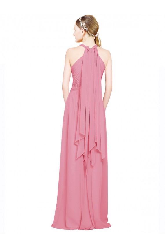 Sleeveless Skin Pink A-Line Halter Neck Bridesmaid Dress / Evening Dress Maidstone