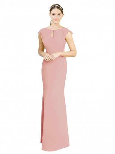 Cap Sleeves Bliss Pink Mermaid Boat Neck Formal Dress / Bridesmaid Dress Maidstone