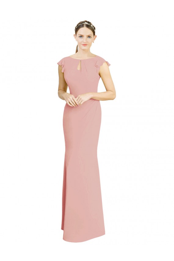 Cap Sleeves Bliss Pink Mermaid Boat Neck Formal Dress / Bridesmaid Dress Maidstone