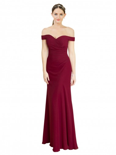 Sleeveless Burgundy Mermaid Off the Shoulder Black Tie Prom Dress / Bridesmaid Dress Maidstone
