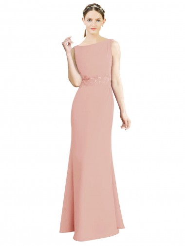 Sleeveless Bliss Pink Mermaid Boat Neck Bridesmaid Dress Maidstone