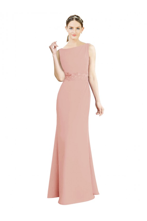 Sleeveless Bliss Pink Mermaid Boat Neck Bridesmaid Dress Maidstone