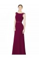 Sleeveless Burgundy Low Back A-Line Boat Neck Bridesmaid Dress Maidstone